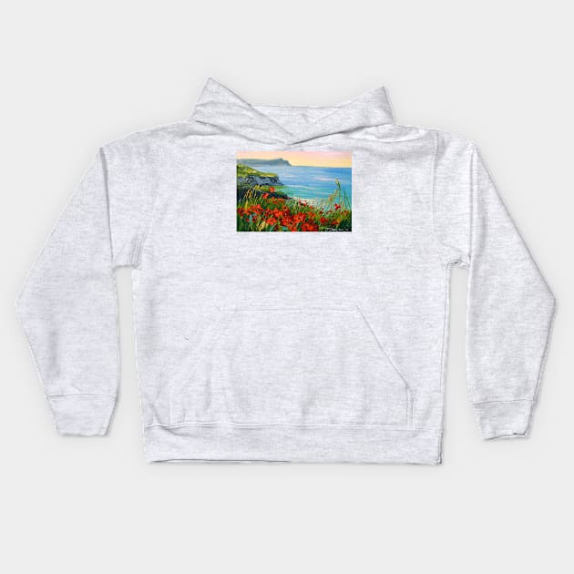 Flowers by the sea Kids Hoodie by OLHADARCHUKART